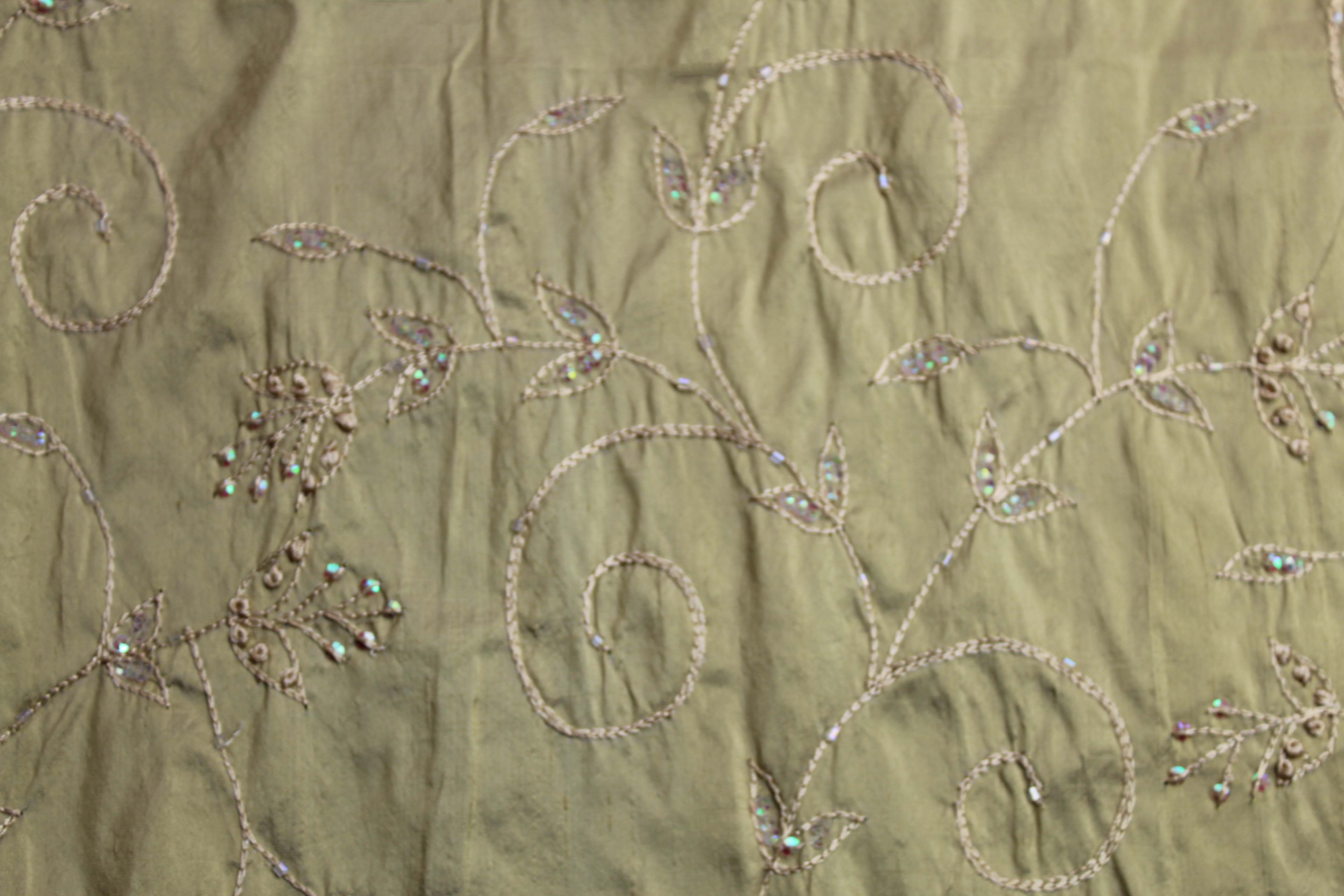 EMBROIDERED SILK DUPION - GOLD